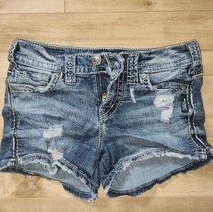 Mid rise Silver shorts